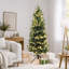 Sapin de Noël artificiel réaliste et mince de 1,5 m, préilluminé, avec pointes givrées et 150 lumières DEL blanc chaud