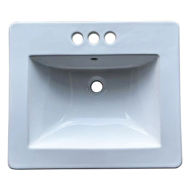 21x18 Drop-in White Porcelain Bathroom Sink with 3 Faucet Holes (4in centered)