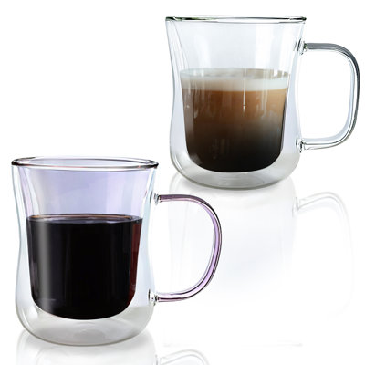 Double Walled Colored Coffee Mug Set - 10oz