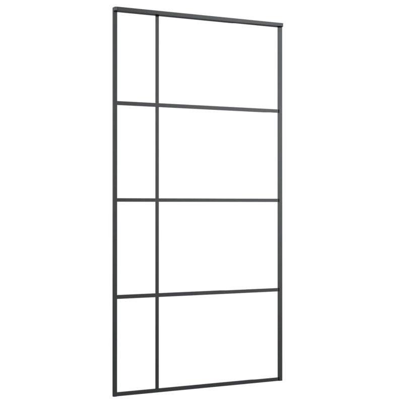 Jamarie Glass and Aluminium Barn Doors, 205cm H x 102.5cm W x 5cm D, Black