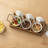 3 Ceramic Condiment Servers with Serving Tray