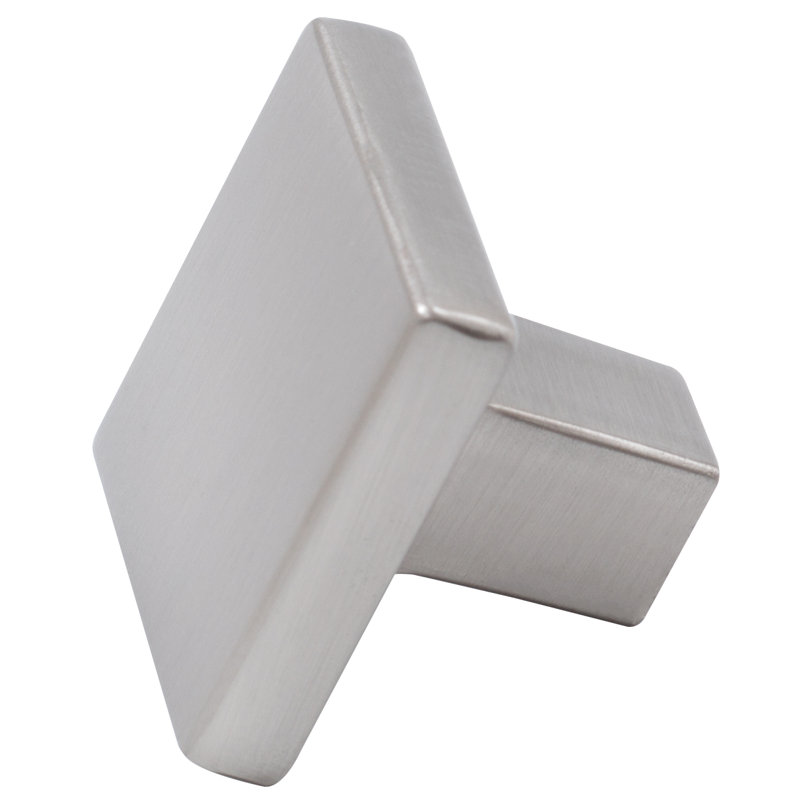 Contemporary 1 1/8" Length Square Knob, Satin Nickel