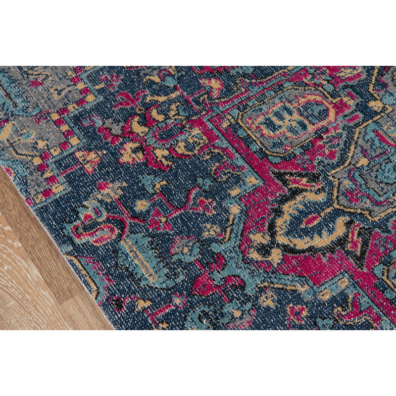 Tapis rouge/bleu marine/beige 100% polypropylène Thadine, Tapis de couloir 2 pi 7 po x 7 pi 6 po