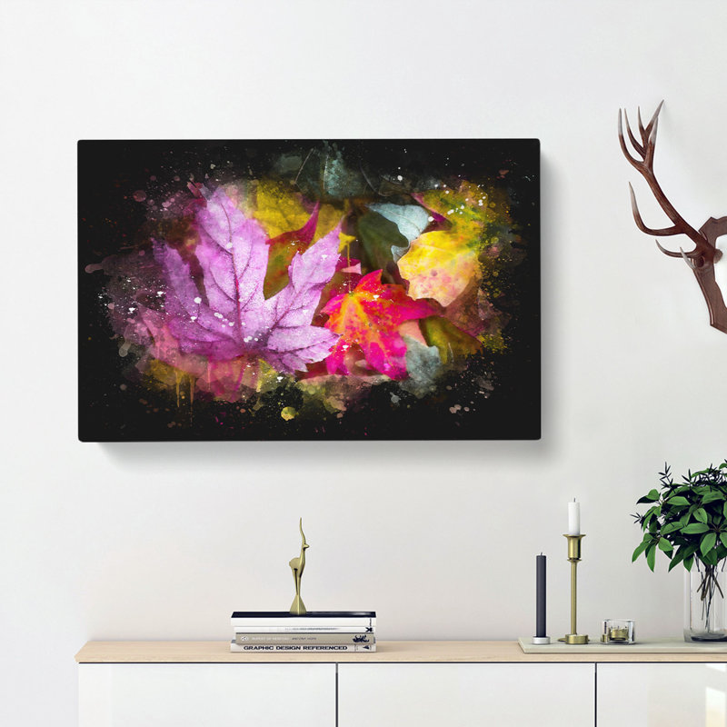 Colourful Autumn Leaves - Wrapped Canvas, 60cm H x 91cm W x 3cm D