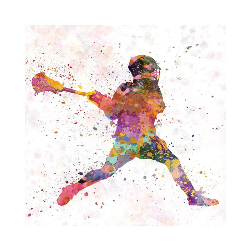 «Lacrosse Man Player III» par Paul Rommer - impression d'art graphique, H 12 po x l 12 po x P 1,5 po, Toile tendue