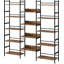 Bookshelf 5 Tiers With 4 Hooks, Triple 5 Tier Bookshelf,Bookcase Large Industrial Bookcase-1227828998
