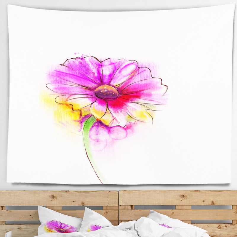 Tapisserie mauve et jaune Gerbera, H 68 po x l 80 po
