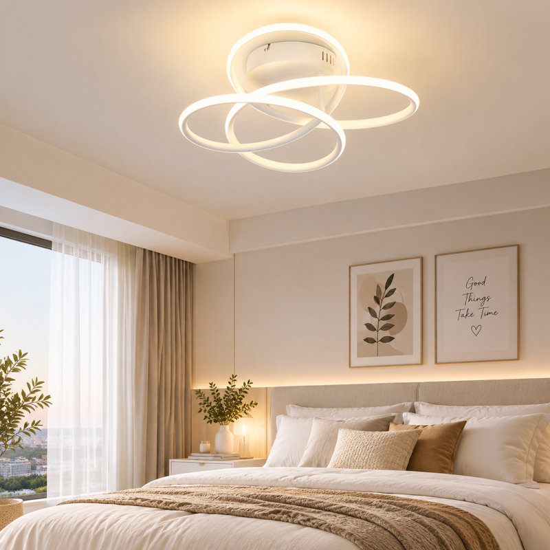 41cm Butterfly‑Shaped Dimmable LED Flush Mount, White