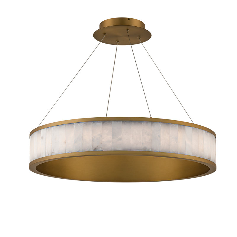 Coliseo 1 - Light Single Drum LED Pendant, Aged Brass