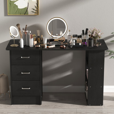 Makeup Vanity With 3 Drawers And Shelf Storage, Nail Table