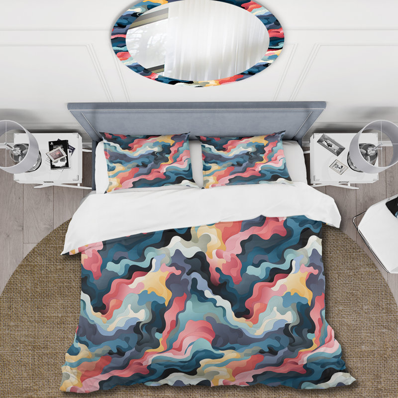Ensemble de housse de couette Abstract Nautical Représentation I, Housse de couette simple + 1 taie décorative stan
