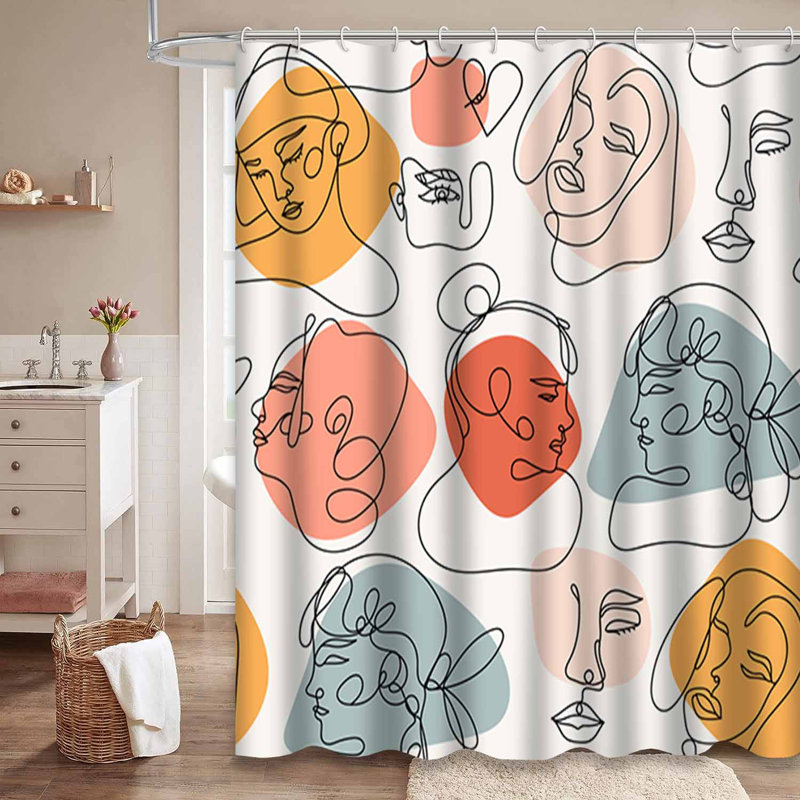 Rideau de douche imperméable abstrait noir ContourMod avec 12 crochets, L 72 po x l 78 po