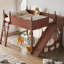 Full Loft Bed With Storage Shelves And Wardrobe, Solid Wood Loft Beds With Detachable Slide And Ladders, No Spring Box Needed, Pink And White.(Patent Protection)-322709640-322709653