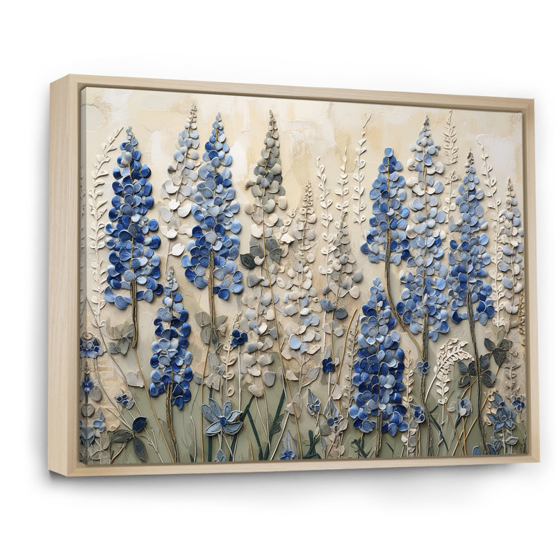 Minimalisme bleu blanc bonnet encadré sur toile, Naturel, H 16 po x l 32 po x P 1 po