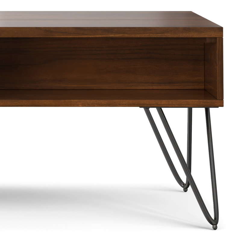Walnut and Black Lift-Top Coffee Table with Storage