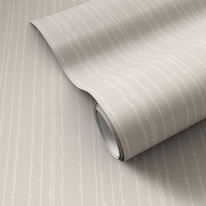 Lin Tic Striped Terralon Wallpaper Roll by FH Art Studio, Gray