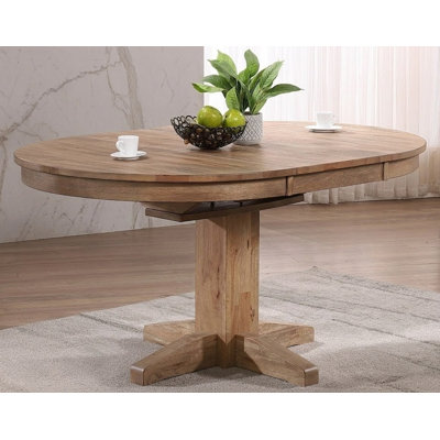 Solid Wood Extendable Round Pedestal Dining Table