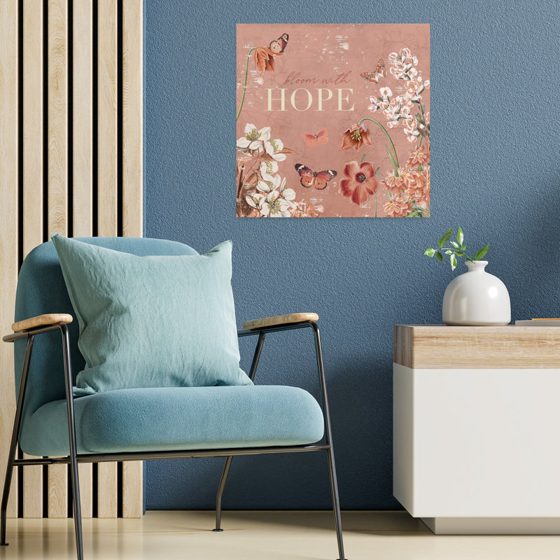 Art contemporain «Flutter and Bloom Iv with Animal Bloom with Hope», H 18 po x l 18 po