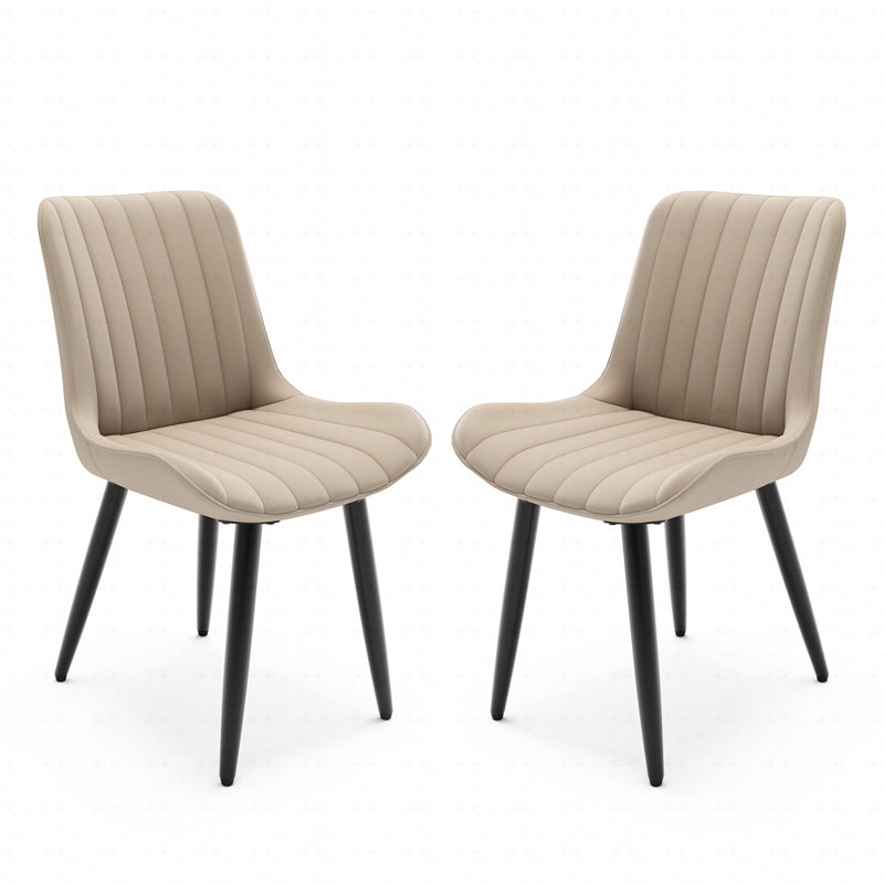 Ensemble de 2 chaises de salle à manger modernes en similicuir, Crème, 2