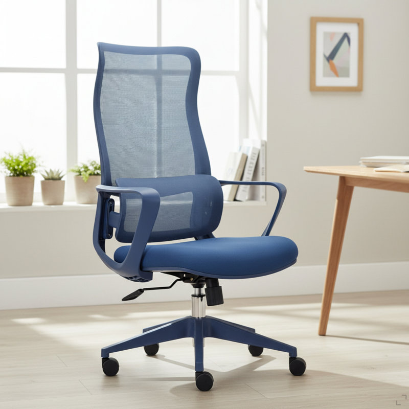 Fauteuil de bureau ergonomique et coloré 350LBS Home Office Mesh, Bleu, Bleu