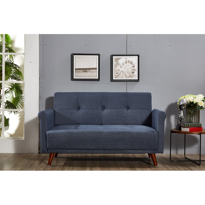 Pam 60'' Upholstered Loveseat, Dark Blue
