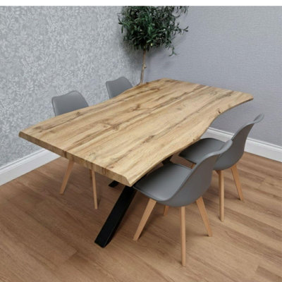 Modern Dining Table with 4 Chairs with faux leather padded seats
