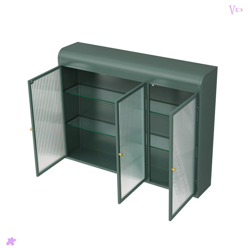 Armoire murale en verre arquée pour la cuisine, Vert foncé