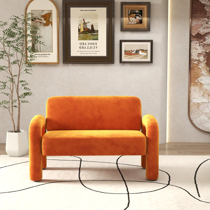 Causeuse en velours 2 places Iryanna, Orange