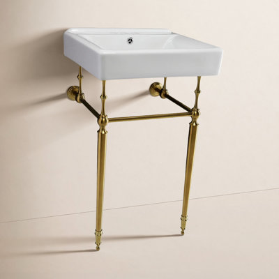 Kingston Brass Edwardian 20-Inch Porcelain Console Sink with Brass Legs (4-Inch, 3-Hole)