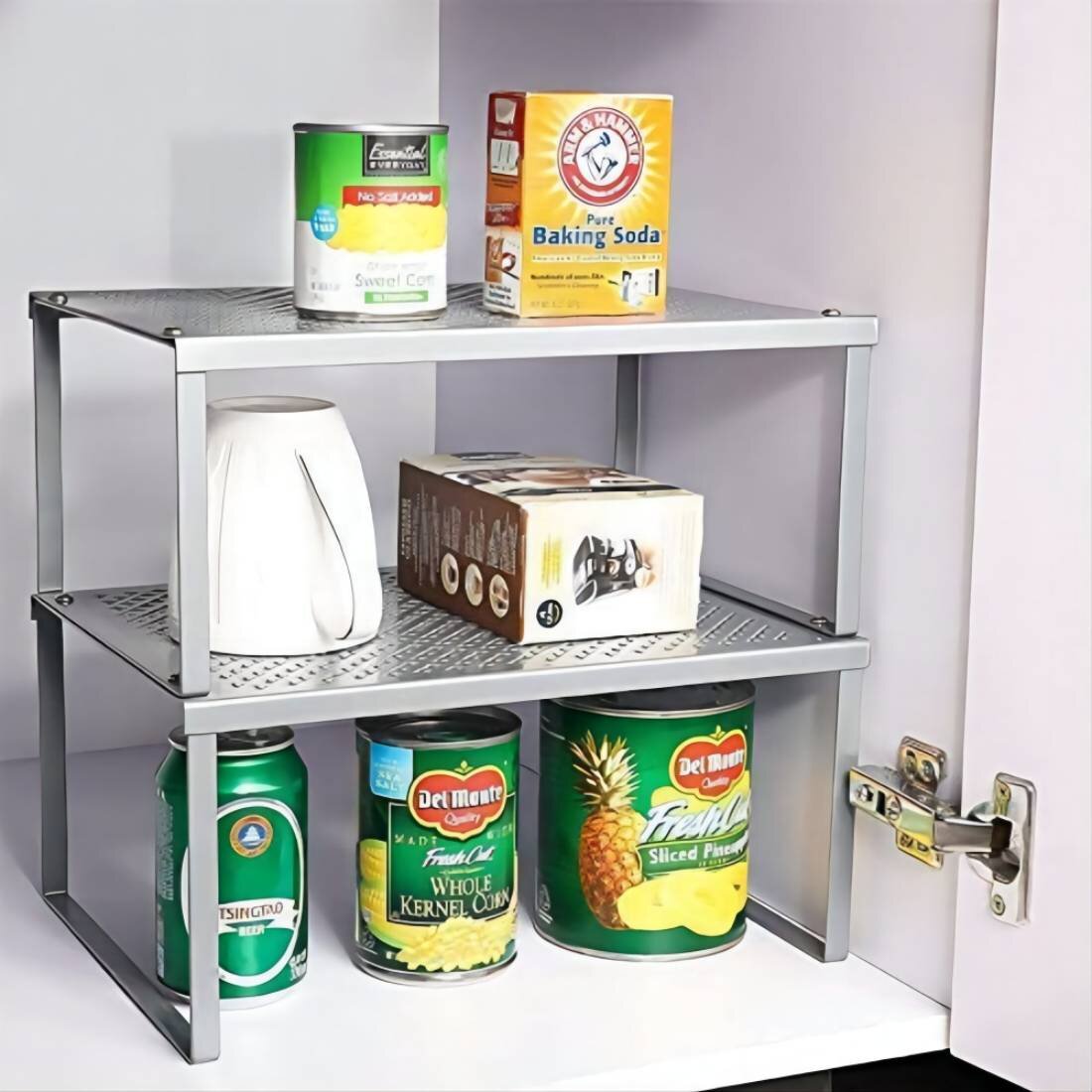 Tomorotec [2 Pack] Stackable Kitchen Storage Shelf Rack, Foldable Spice Rack Cabinet Organization Storage Shelves, Kitchen Shelves, Kitchen Counter