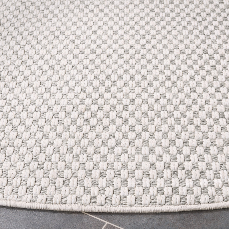 Zenn All-Weather Performance Geometric Indoor/Outdoor Area Rug, Round 6'7"