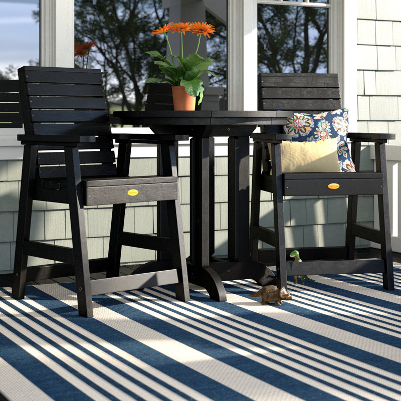 Machado 2-Person 36" Round, Counter-Height Dining Set, Black