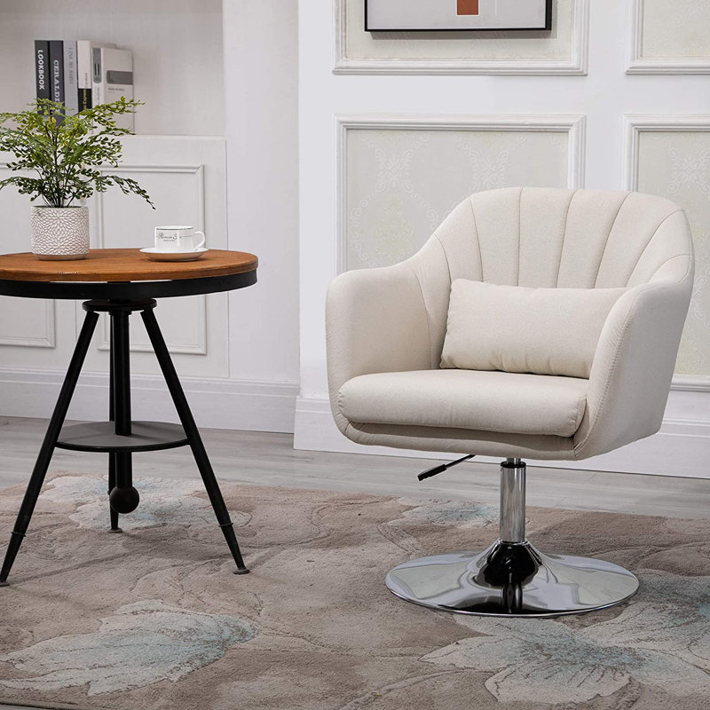 Twyman Upholstered Swivel Armchair, Cream White