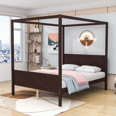 Queen Size Wooden Platform Bed with Headboard and Footboard, Slats