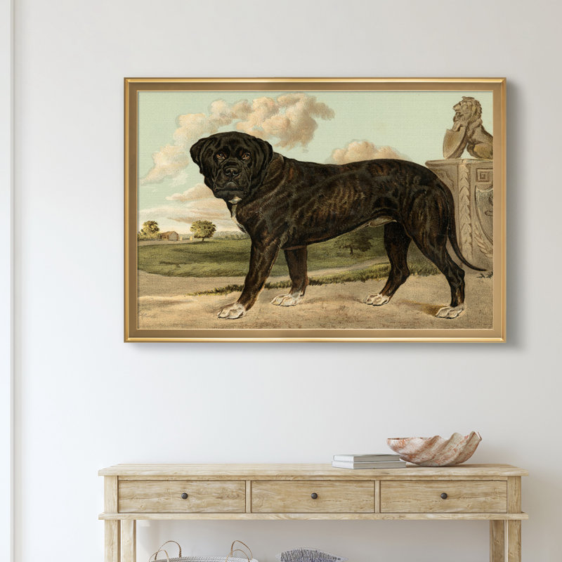 Mastiff - cadre photo, reproduction d'art sur toile, H 18,5 po x l 24,5 po x P 1,5 po, Doré
