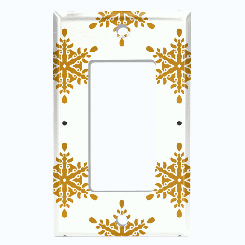 Christmas Ice Snow Gold White 1 - Gang Toggle Light Switch Standard Wall Plate