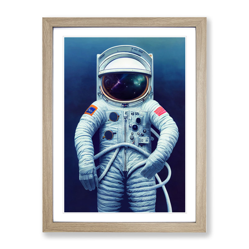 Unreal Astronaut - Single Picture Frame Print, 64cm H x 46cm W x 2cm D, Oak 