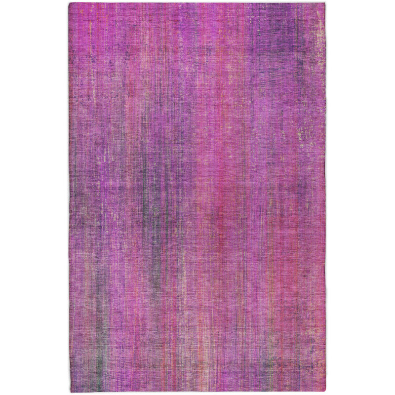 Premium Machine Washable Dream Shag ADS552 Striped Rug, 8' x 10', Lilac
