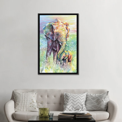 " Mother & Baby Elephant Rainbow Colours " by Michelle Faber