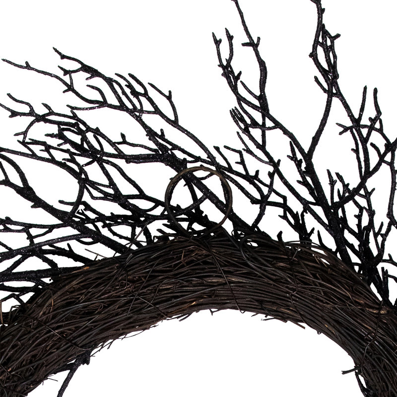 Couronne d'Halloween artificielle noire 24 po non éclairée