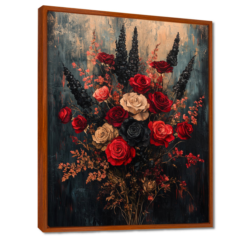 Snyder abstrait bouquet de roses gothique foncé I - Roses, impressions encadrées, H 32 po x l 16 po, Brun