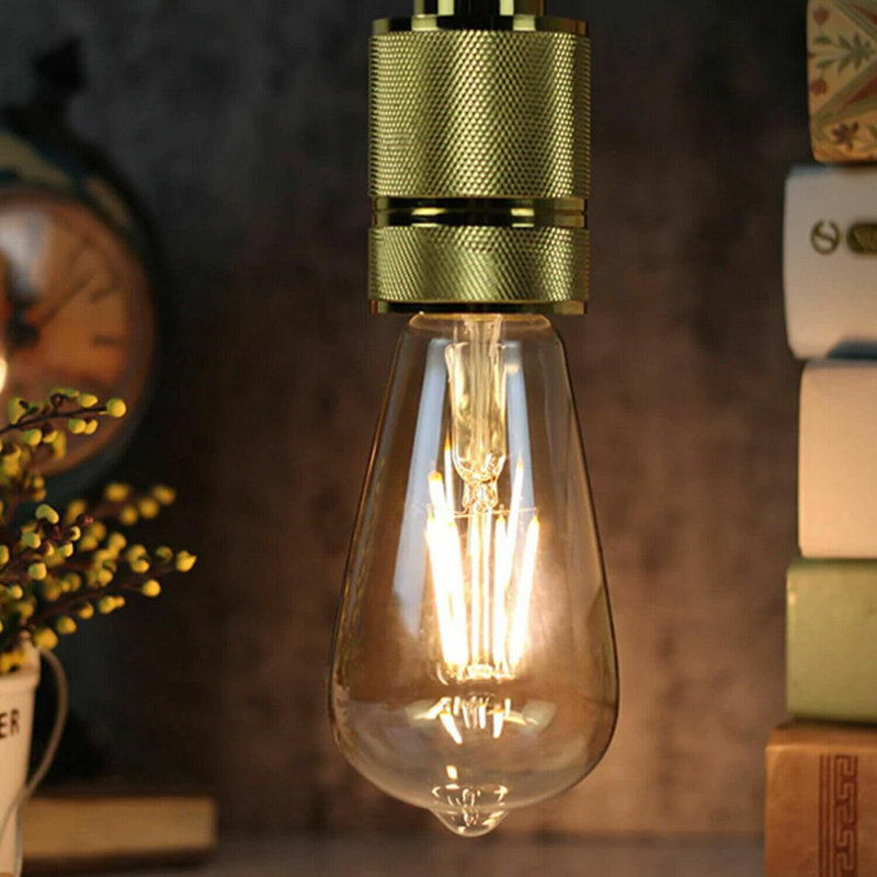 LED Edison Bulbs,Edison ST64 4W(Equivalent 40W) LED Filament Dimmable Bulb, Warm White 2700K Amber Glass 450Lumens, Retro Style Squirrel Cage Lamp - Pack of 5