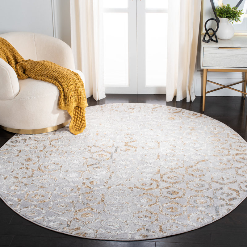 Alexondria Performance Geometric Rug, Round 6'7"