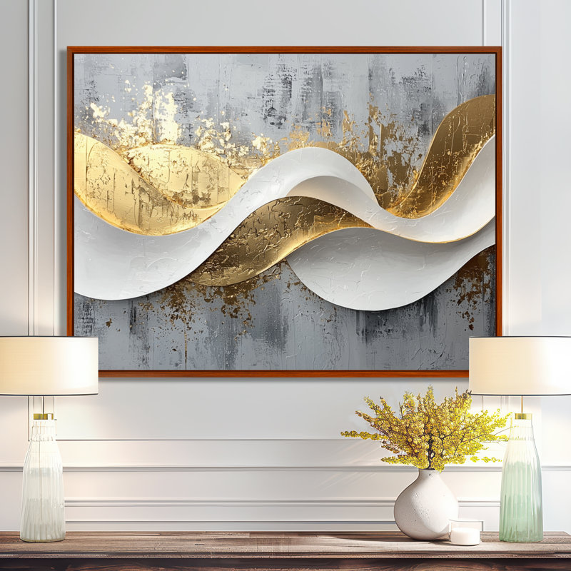 Amick V - Abstract Large Wall Art, 30" H x 40" W, Brown, Floater Framed