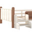 Lit simple en bois massif avec rangement, escalier et garde-corps, beige, solution de rangement en pin facile à monter-130115586-130115584