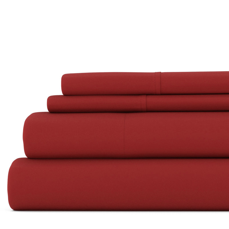 Solid Microfiber Ultra Soft Sheet Set, Burgundy, Queen Sheet Set with 2 Pillowcases