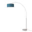Lampe à arc 92 po Float - nickel satiné, base en marbre blanc, abat-jour en lin bleu piscine, à intensité variable, ampoule incluse-130800430