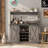 Abrianna Bar Cabinet,Farmhouse Coffee Bar Cabinet with 6 Hooks, 47'' Kitchen Coffee Bar with Hutch and 9 Wink Racks-2055338266