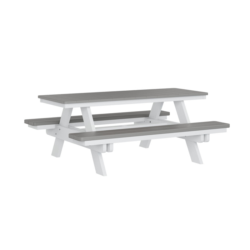 Table de pique-nique rectangulaire Berlin Gardens Ada, H 29 po x L 72 po x l 58 po, Gris clair / blanc