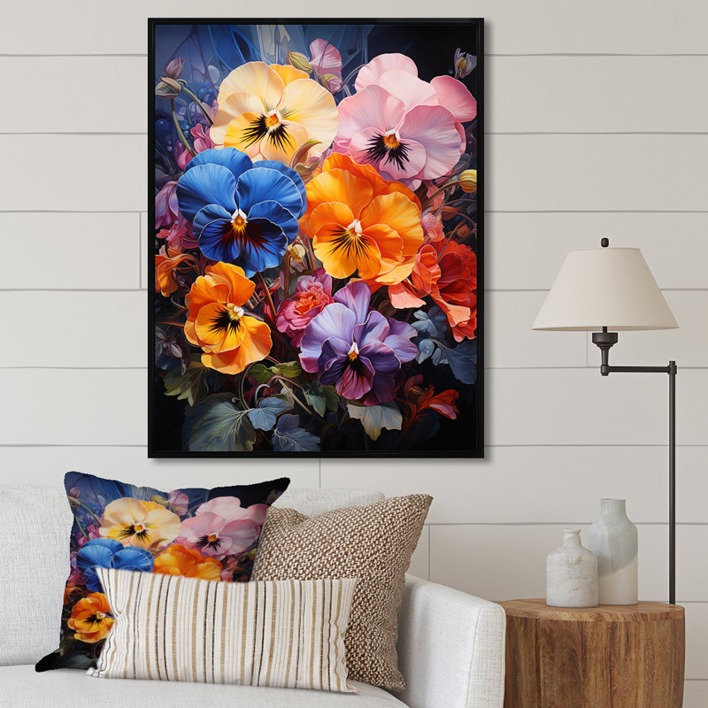 Pensées tropicales Urban Oasis II, Cadre flottant noir, H 20 po x l 12 po x P 1 po